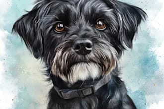 d raw realistic watercolor portrait of your animal