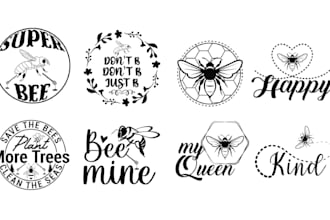 create hand drawn bee logo
