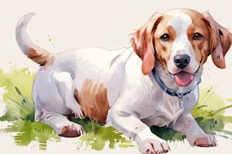 draw watercolor pet portrait