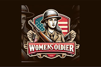 do vintage women soldier logo with a new and creative concept