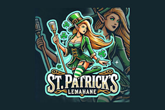 do vintage st patricks female leprechaun logo with creative concepts
