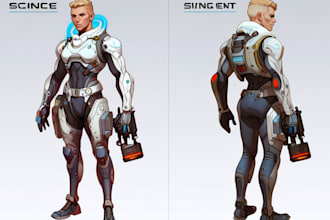 draw a sci fi character illustration or sci fi character