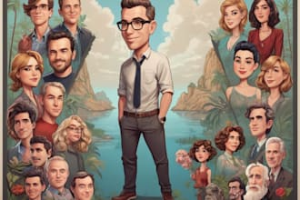 draw a cartoon portraits of you in a poster style