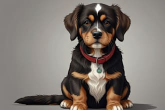 draw you pets to become cute cartoon pet portrait