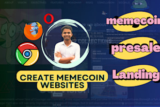 create landing, full website for meme coin, crypto projects, presale