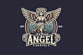 design vintage angel logo with express delivery for your company