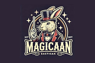do awesome magician rabbit vintage logo tailored for your company