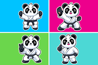 create cute 2d cartoon characters, mascot, and logo