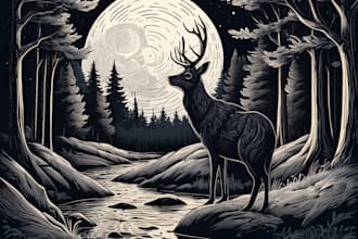 draw illustrations using linocut technique