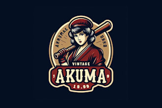 do amazing lady akuma vintage logo design and deliver it in two day