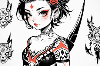 draw custom american traditional tattoo design for you