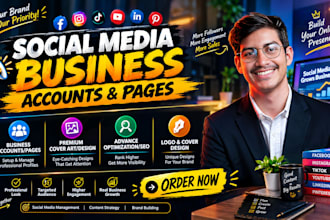 create all social media accounts and business page setup