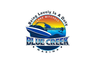 design unique blue creek marina logo