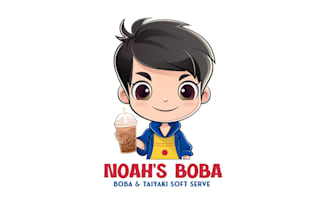 design awesome boba tea dessert mascot logo