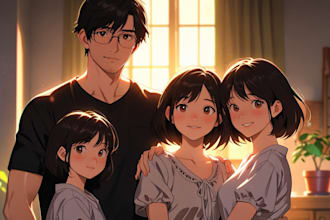 design a professional disney family portrait