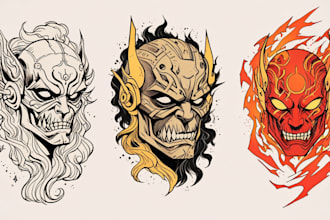 design custom flash tattoo in woodblock style