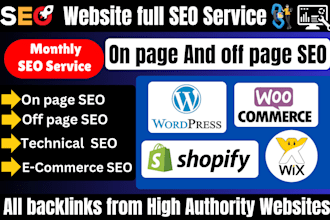 do shopify, wix, wordpress, woocommerce full SEO and create backlink