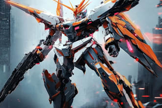 draw cyberpunk, sci fi, robot, mecha character concept art