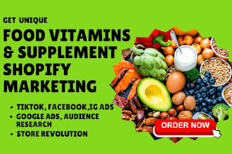 setup food supplement vitamins shopify marketing social media manager meta ads