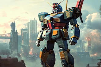 do detail mecha robot character concept