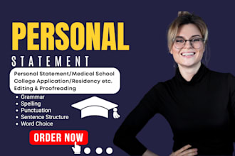 proofread your university or residency personal statement, medical application