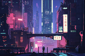 do  illustration of futuristic cyberpunk city