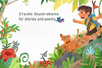 design write and illustrate children book, story book, and kids story book