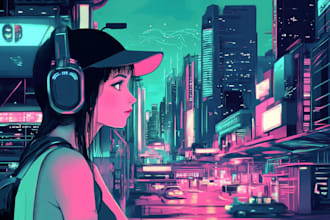 create cyberpunk futuristic city and background