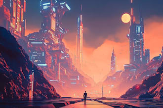 make cyberpunk futuristic city illustration