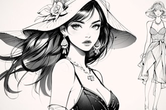 draw fashion illustration, design collections and sketches
