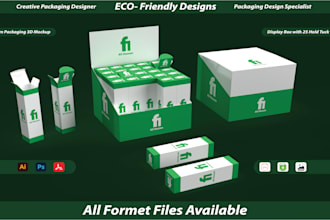 do modern packaging box design and 3d mockup