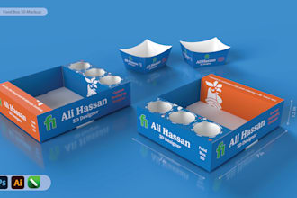 do modern packaging box design and 3d mockup