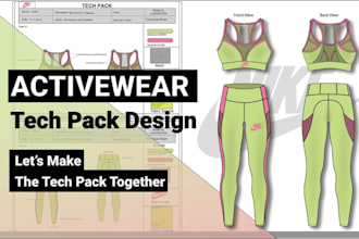 design flat fashion tech pack, clothing technical sketch for production