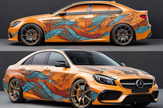 do car wrap design, vehicle sticker or decals wraps design