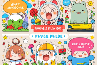 create cartoon doodle art illustration for your project