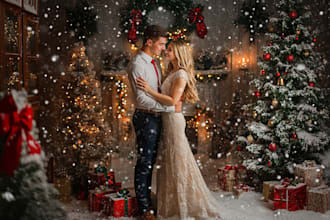 desing a cute christmas couple portrait