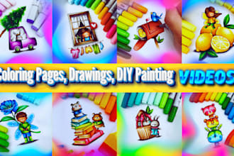 create stunning kids coloring pages, drawings and DIY painting videos