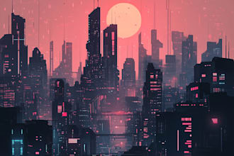 do futuristic cyberpunk city for you or your project