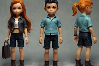 create 3d toy figure, character model, funko pop, anime style for 3d printing