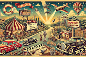 create vintage retro style design and illustration for you