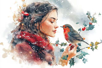 make an awesome watercolor christmas portrait