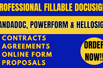create fillable professional docusign, powerform, pandadoc hellosign template