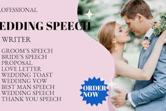 write a wedding motivational bride speech writting wedding vow, love letters