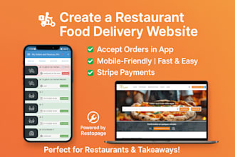 create food delivery website, accept orders in app