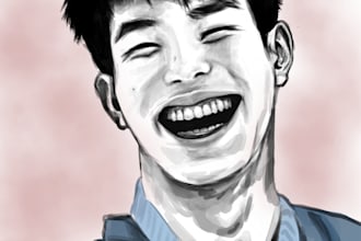 draw gorgeous realist portrait close up for you