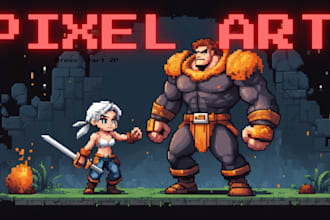 make 8 bit 16 bit pixel art animation sprite 2d minecraft game