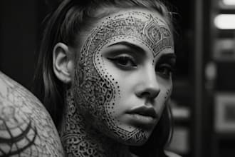 design a custom dotwork or lined tattoo