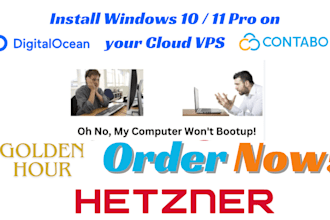 install windows 10,11 pro on contabo server