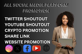twitter shoutout promote website, tweet share link to 90m ig,fb crypto audience