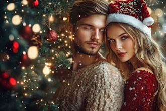 make a beautiful christmas couple portrait